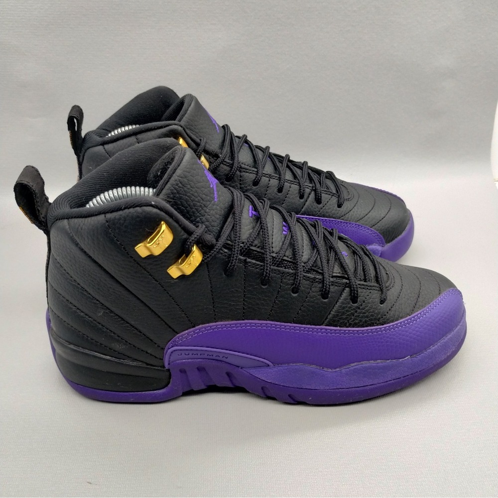 Nike Air Jordan 12 Retro GS Field Purple Black Gold Womens 8 Kids 6.5Y Sneakers